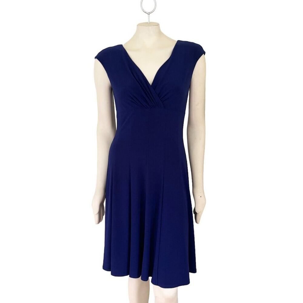 RALPH LAUREN Stretchy A-line Cocktail Dress in Indigo SZ 8